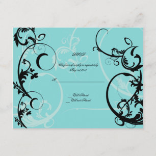 Turkos med svart swirl-blomning OSA kort