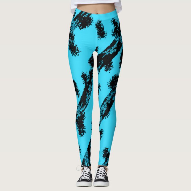 Turkos med svarta fläckar och ränder leggings (Framsida)