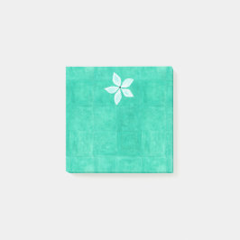Turkos med vit blomma post-it block