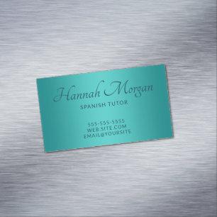 Turkos Medel Turkos Ombre Elegant Skrift Magnetiska Visitkort