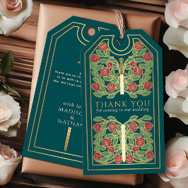 Turkos medeltida guldsvärd bröllop tack presentetikett