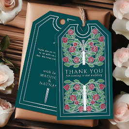 Turkos medeltida silver svärd bröllop tack presentetikett