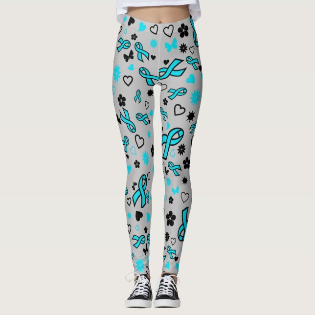Turkos - menyfliksmultiutskrift...POTS Leggings (Framsida)