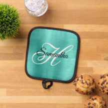 Turkos metallfolie Fancy Monogram