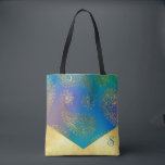 Turkos & Metallisk Guld Brudtärna Tygkasse<br><div class="desc">Turkos & Metallisk Guld Anpassad Monogram Tote.</div>