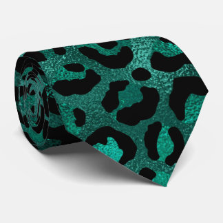 Turkos Metallisk Leopardsmönster Slips
