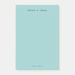 Turkos minimaliseraad retro-estetika med personlig post-it block