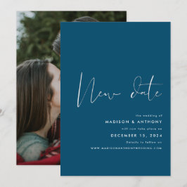 Turkos Minimalistisk Foto Ny Bröllopsdatum  Meddelande