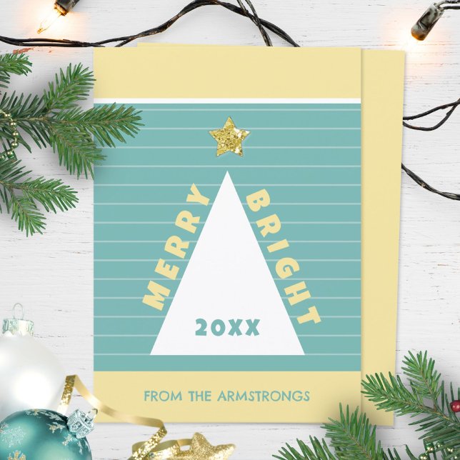 Turkos minimalistisk geometrisk julgran julkort (Turquoise Minimalist Christmas Tree Simple Holiday Card ©Susanne Sachers - Sunny Mind 🌞)
