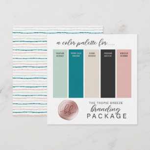 Turkos Mint Grå Beige & Rosa Färgpalettkort Inbjudningar