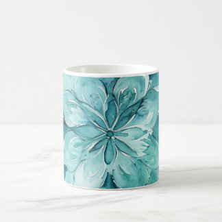 Turkos & Mintgrön Akvarellblomma Mandala Kaffemugg
