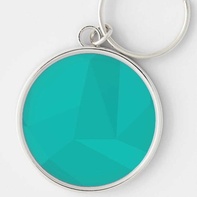 Turkos, modern, coola, trendigets geometriska kons rund silverfärgad nyckelring (Framsidan)