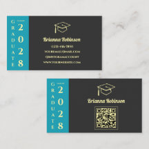 Turkos Modern Examensbevis QR-kod Namnkort