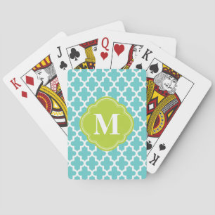 Turkos & modern marockansk beställnings- Monogram Kortlek