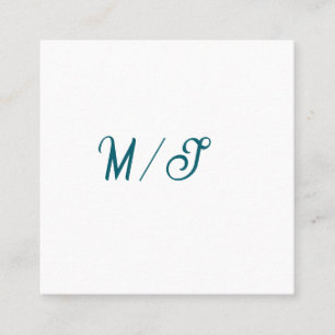 Turkos monogram bröllopspar namn enkel stil fyrkantigt visitkort