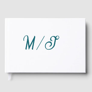 Turkos monogram bröllopspar namn enkel stil gästböcker