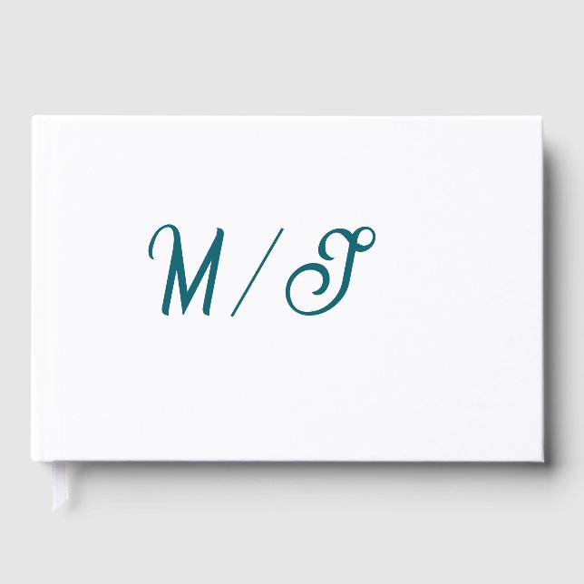 Turkos monogram bröllopspar namn enkel stil gästböcker (Framsida)