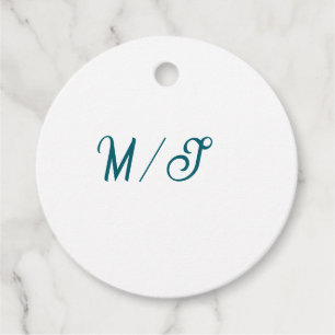 Turkos monogram bröllopspar namn enkel stil gåvor etiketter