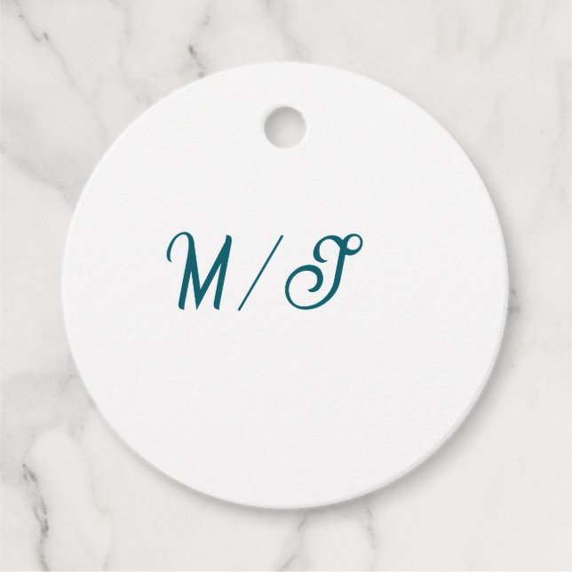 Turkos monogram bröllopspar namn enkel stil gåvor etiketter (Framsida)
