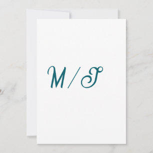 Turkos monogram bröllopspar namn enkel stil inbjudningar