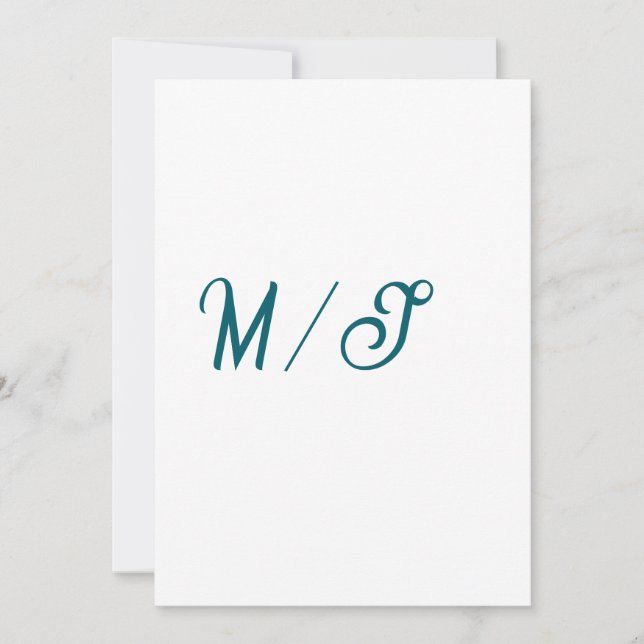 Turkos monogram bröllopspar namn enkel stil inbjudningar (Framsida)