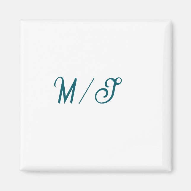 Turkos monogram bröllopspar namn enkel stil magnet (Framsidan)