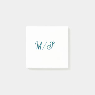 Turkos monogram bröllopspar namn enkel stil post-it block