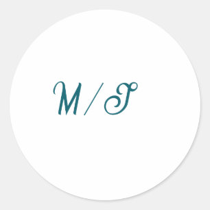 Turkos monogram bröllopspar namn enkel stil runt klistermärke