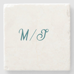 Turkos monogram bröllopspar namn enkel stil stenunderlägg