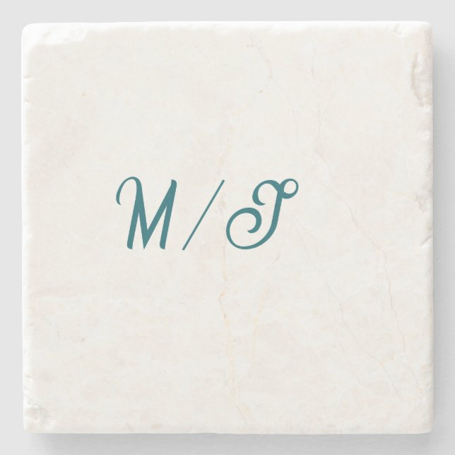 Turkos monogram bröllopspar namn enkel stil stenunderlägg (Framsidan)