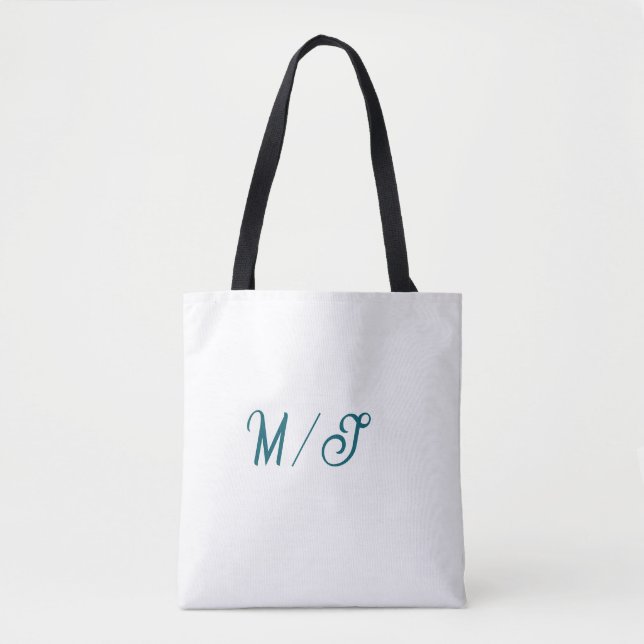 Turkos monogram bröllopspar namn enkel stil tygkasse (Framsida)