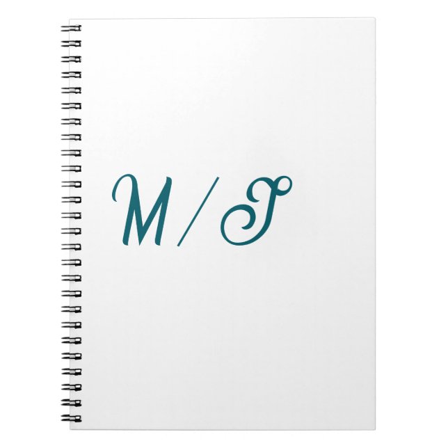 Turkos monogram brudpar namn enkel stil anteckningsbok (Framsidan)