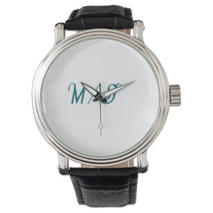 Turkos monogram brudpar namn enkel stil armbandsur