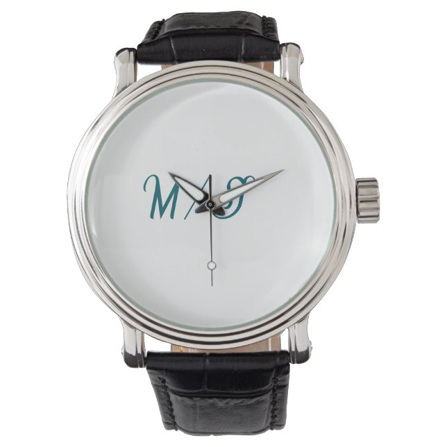 Turkos monogram brudpar namn enkel stil armbandsur (Framsida)