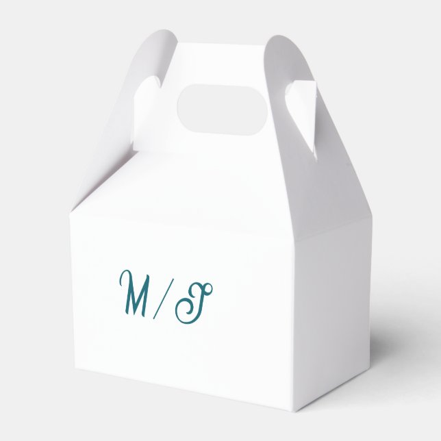 Turkos monogram brudpar namn enkel stil presentaskar (Framsidan Sidan)