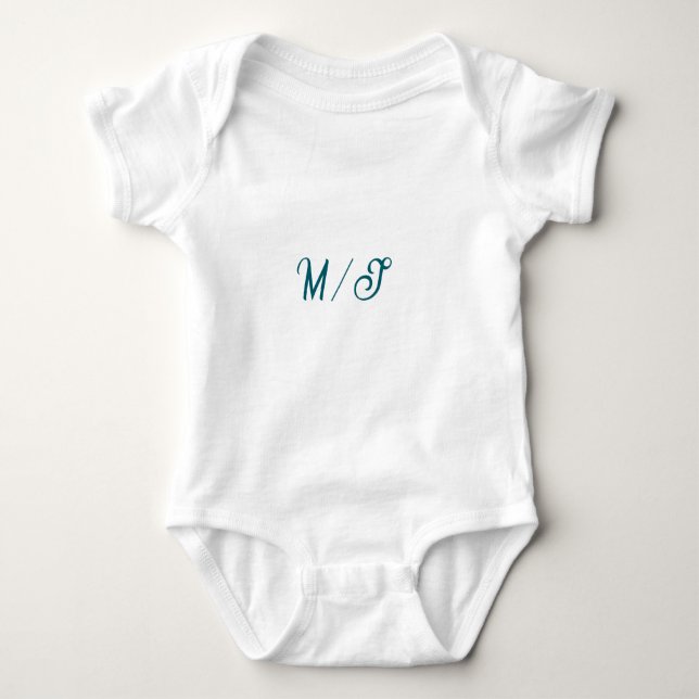 Turkos monogram brudpar namn enkel stil t shirt (Framsida)