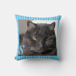 Turkos Monogram Cat Photo Kudde