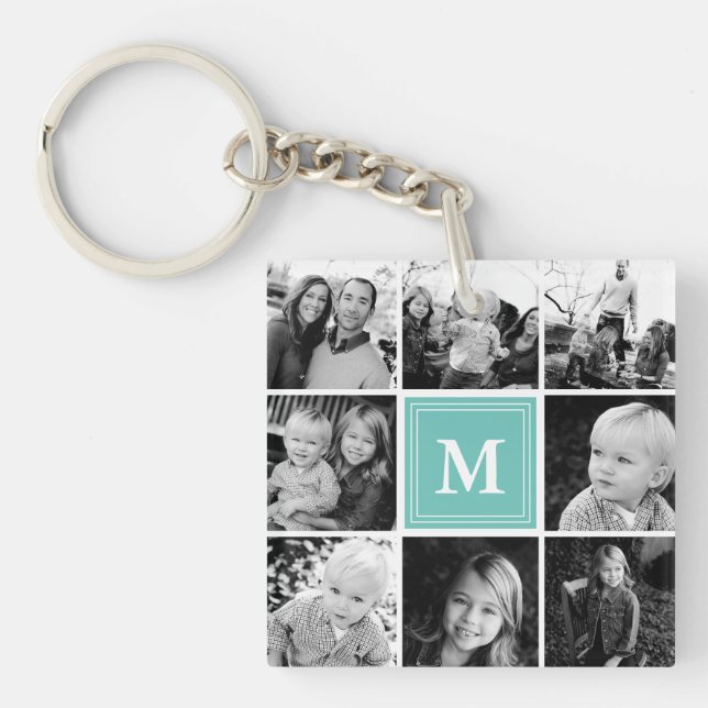 Turkos monogram familjefotocollage (Framsidan)