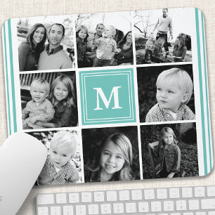 Turkos Monogram Familjefotocollage Musmatta
