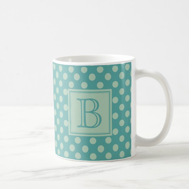 Turkos Monogram Prickmönster Kaffemugg (Höger)