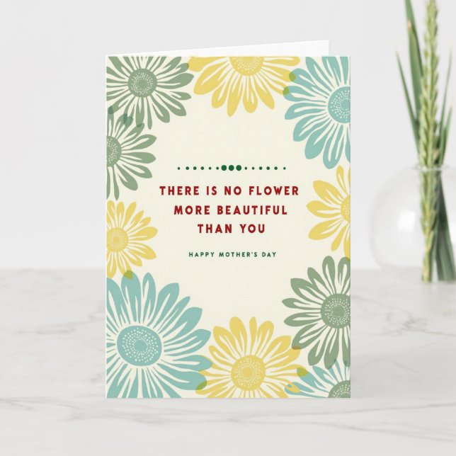 Turkos Mors Dag Blommig Kort (Framsida)