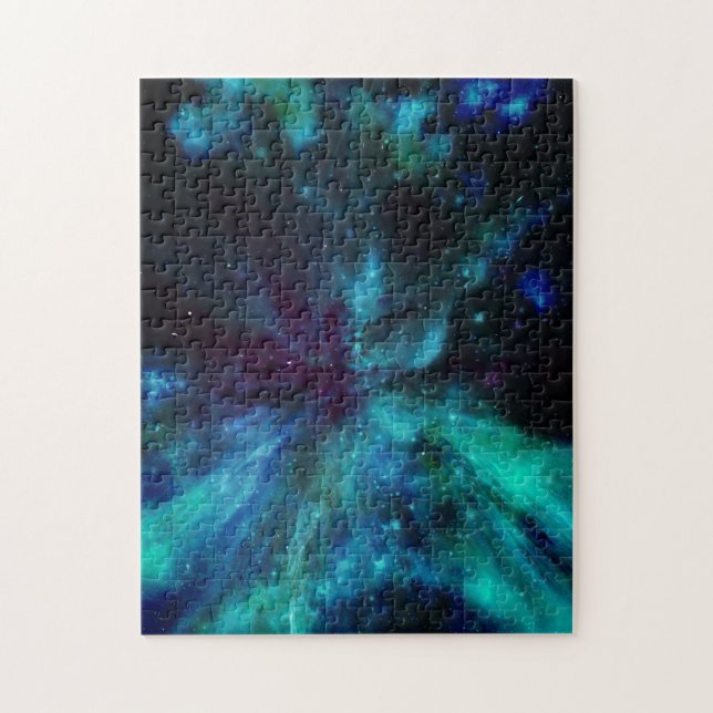 Turkos N Blue Nebula och Stars Pussel (Vertikal)