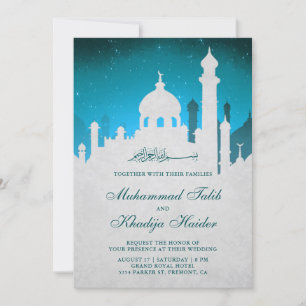 Turkos natt himmel arabisk islamisk muslimsk bröll inbjudningar