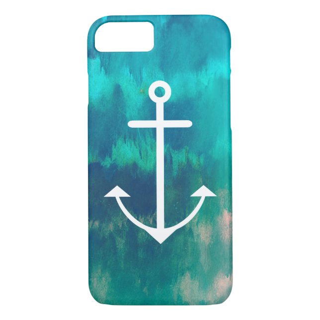 Turkos nautiska Ombre Case-Mate iPhone Skal (Baksida)