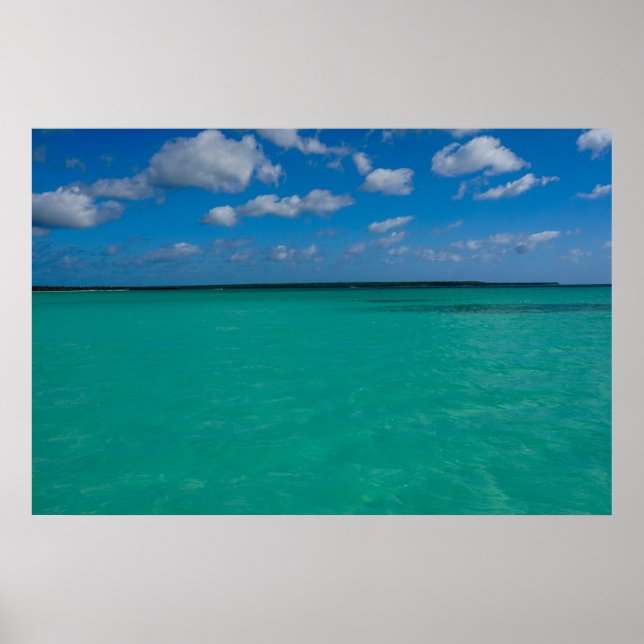 Turkos Ocean och Blå Himmel Fotografering Poster (Framsidan)
