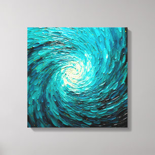 Turkos Oceanisk Virvel Abstrakt Canvastryck