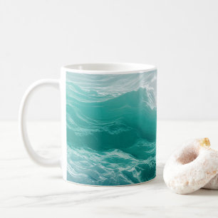 Turkos Oceanvågor Abstrakt Dröm Kaffemugg
