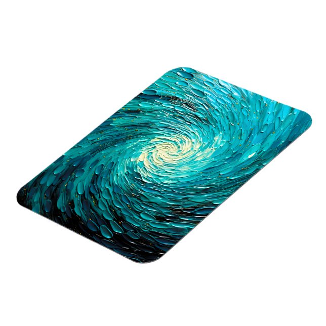 Turkos Oceanvirvel Abstrakt Magnet (Vänstra Sidan)