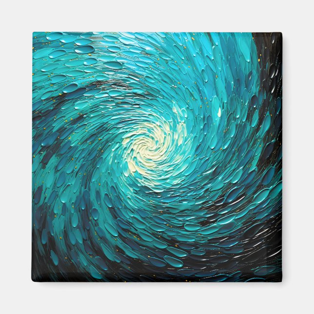 Turkos Oceanvirvel Abstrakt Magnet (Framsidan)