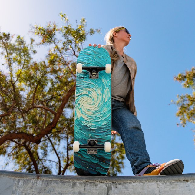Turkos Oceanvirvel Abstrakt Mini Skateboard Bräda 18,5 Cm (Utomhus 1)